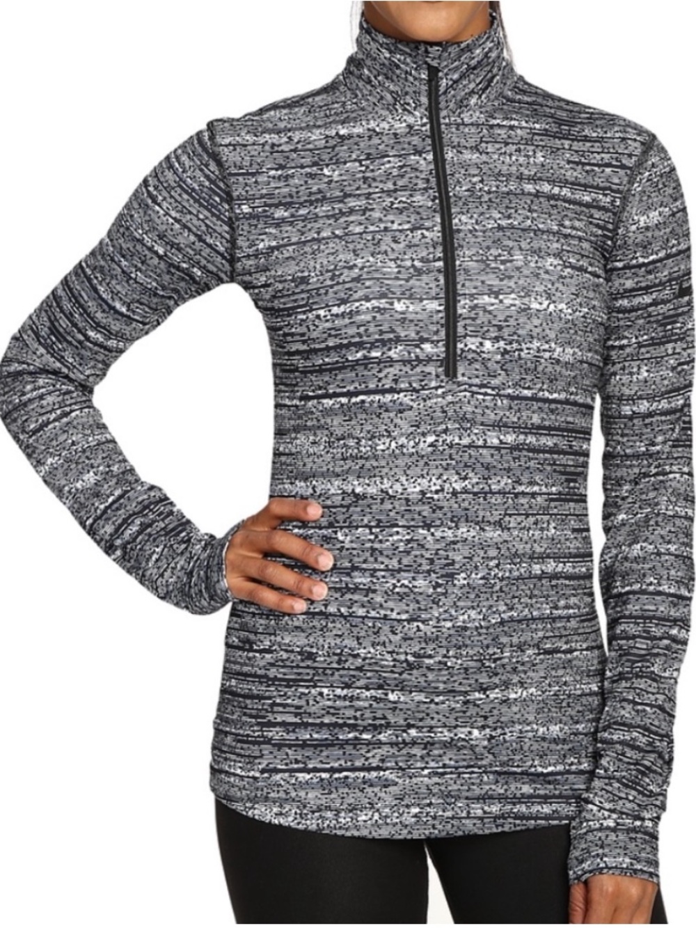 Nike Warm Dri-Fit Gray Quarter-Zip Top Athletic Fleece Lined Athleisure